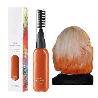 Hair Mascara Orange 15ml with Precise Comb Applicator for Temporary Hair Color and MultiArea Use