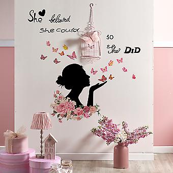 INDIGOS UG - Decalcomanie da muro - adesivi da parete - Murale - D144 Farfalle Vite, Nero, 40 x 11 cm - Decorazione per soggiorno, camera dei bambini, ufficio, scuola