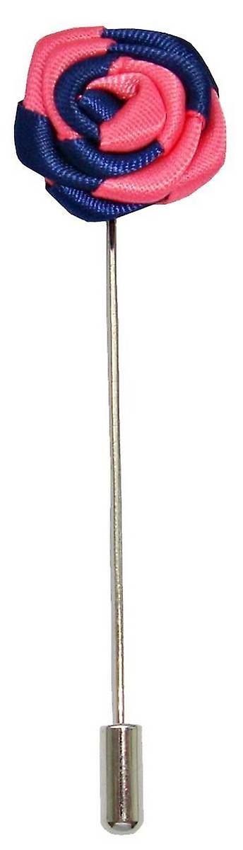 Bassin and Brown Two Colour Rose Jacket Lapel Pin - Navy/Pink