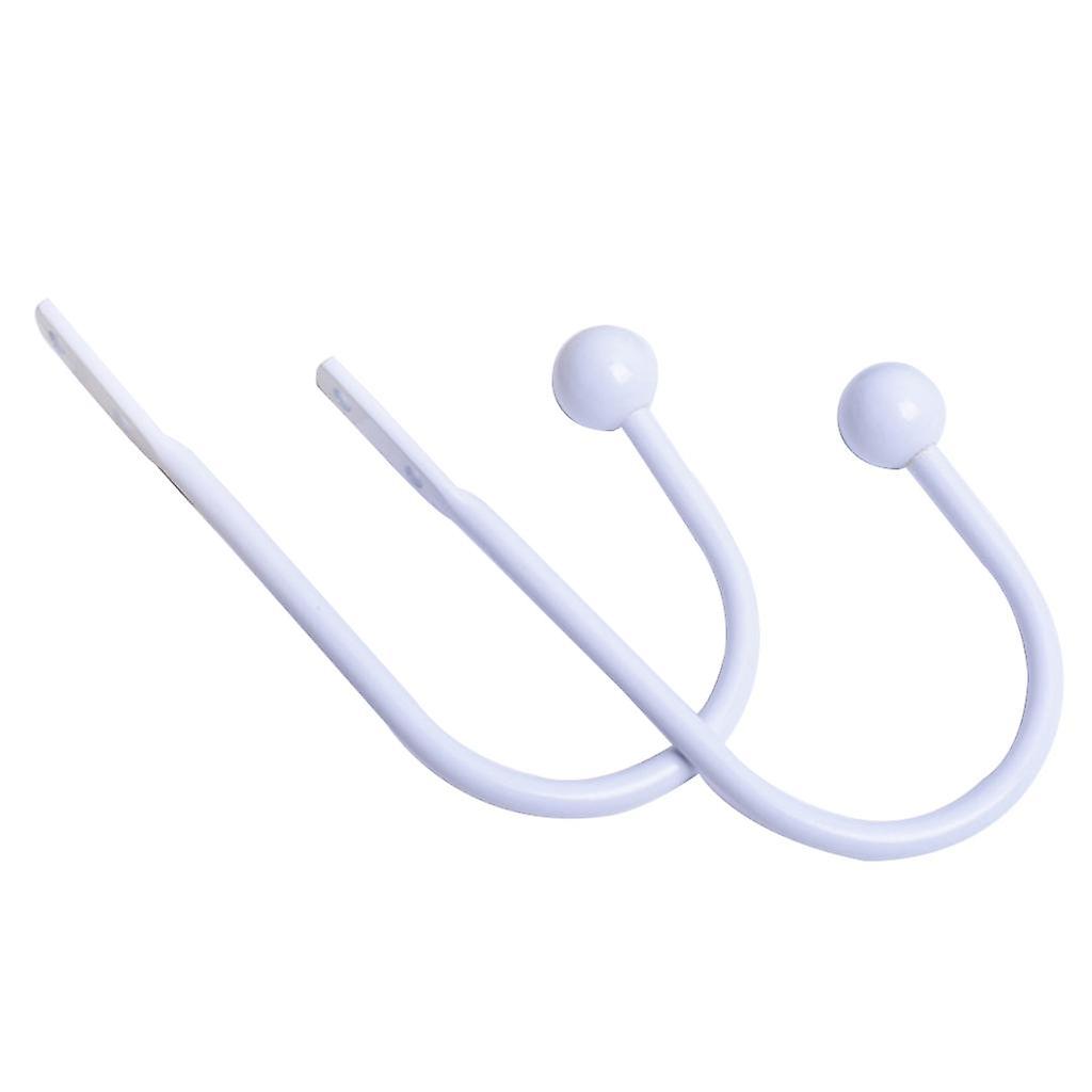 1 Pair Wall Mounted Curtain Holdbacks/Tiebacks U Arm Hook  White