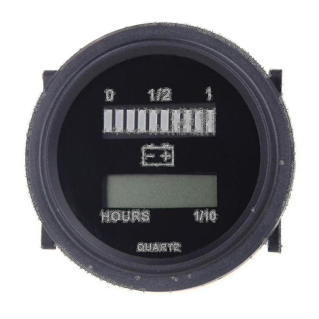 12v/24v/36v/48v/72v Led Digital Battery Status Charge Indicator With Hour Meter Gauge Black