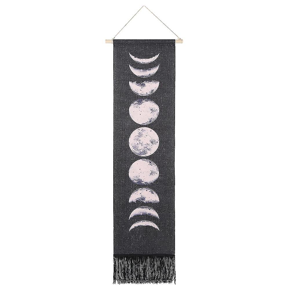 Hanging Moon Lunar Print Pattern Wall Tapestry Display Dorm Home Decorationblack
