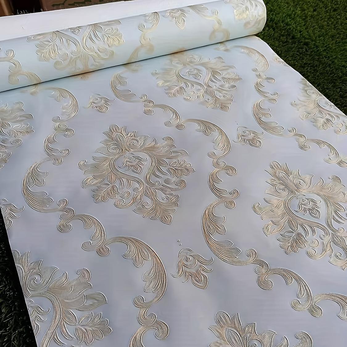1 Roll Non-self-adhesive Wall Paper  3d Three-dimensional Embossed Fine European Damask Wallpaper  Thickened Static Pressure  Luxury  Non-woven  For L