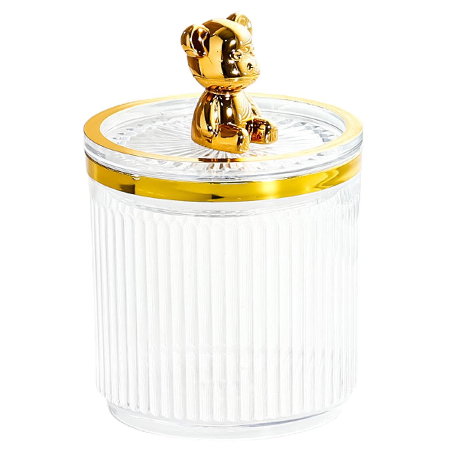 Cotton Swab Storage Box with Lid Store Cosmetics Desktop Organizer Bear Cotton Qtip Storage Box