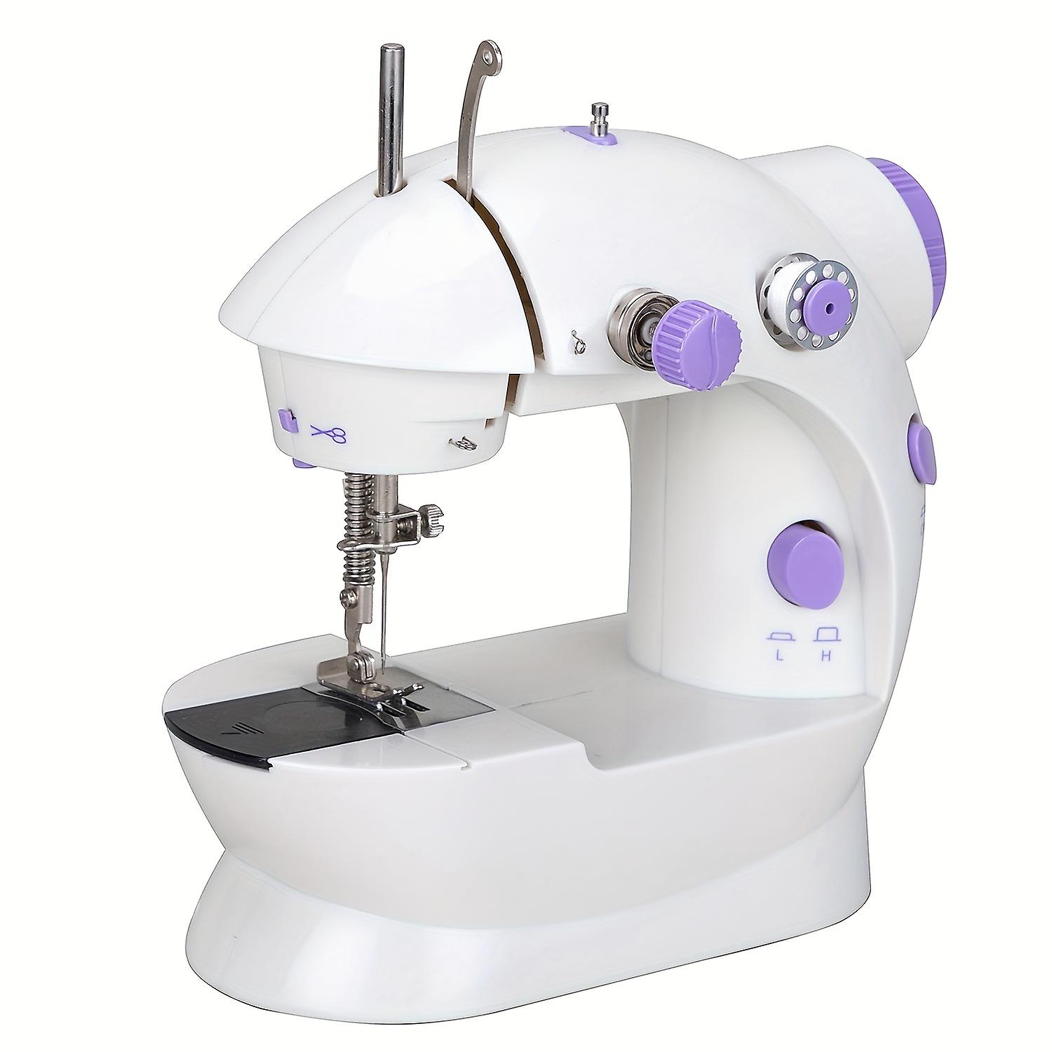 1pc Sewing Machine Mini Portable Household Night Light Foot Pedal Straight Line Hand Table Two Thread Kit Electric