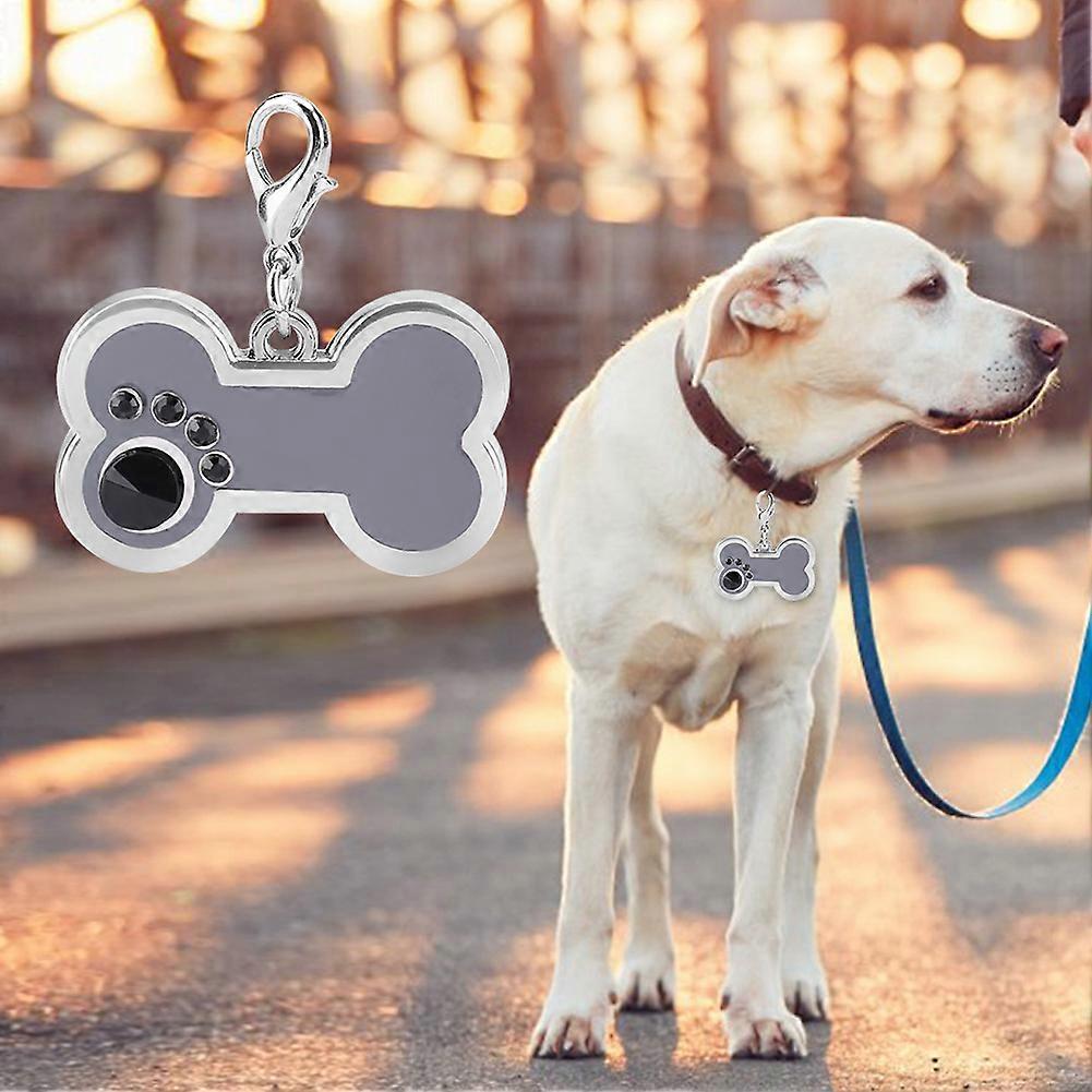 Alloy Pet ID Tag Dog Cat Animal Name Identification Pendant Bone Shape (Grey)