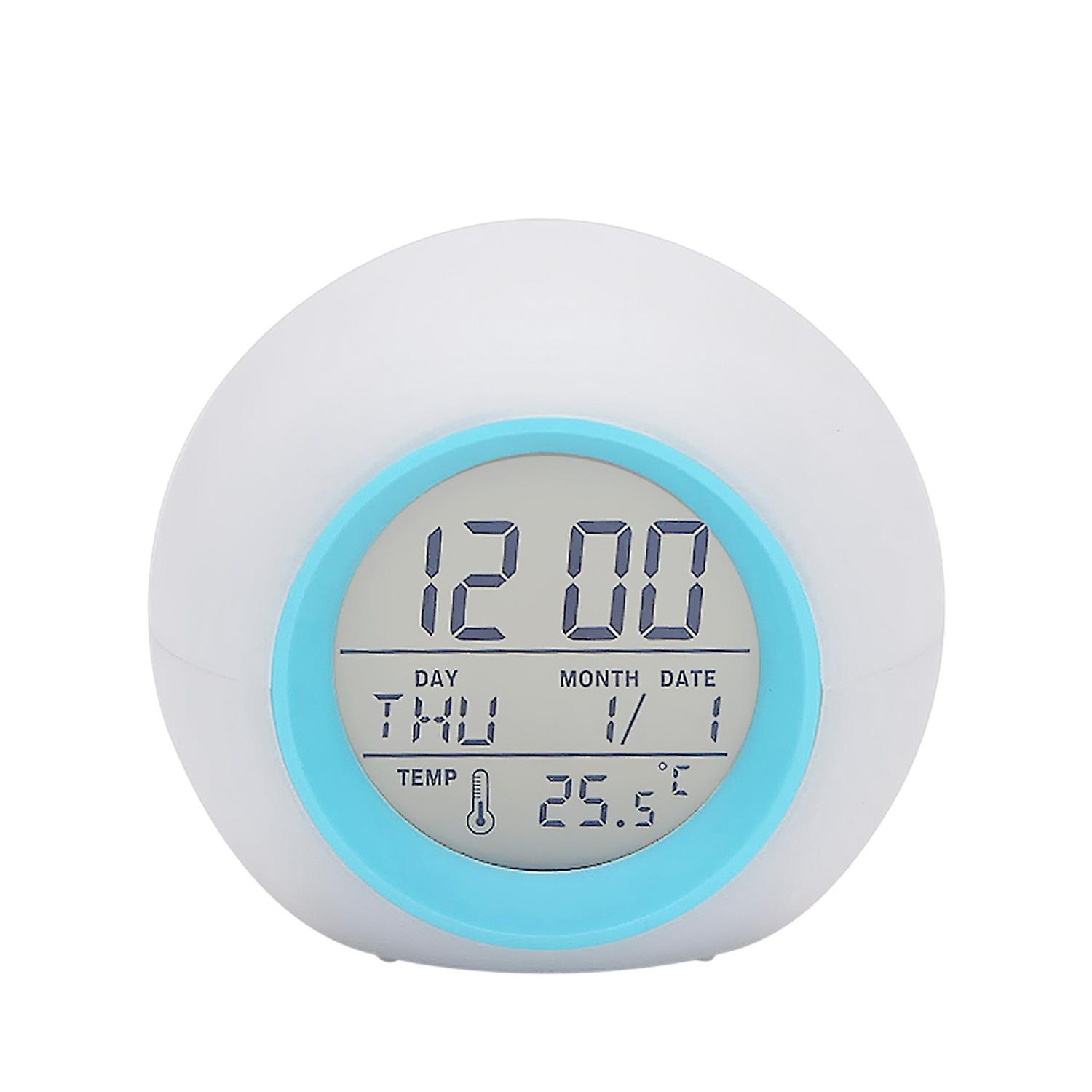 Multi-functional LED Table Alarm Clock 7 Colors Changing Digital Wake up Clock Touching Control  Chi
