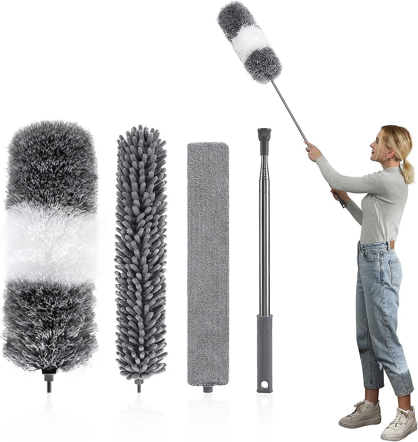 4PCS Microfiber Feather Duster with Long Extension Pole