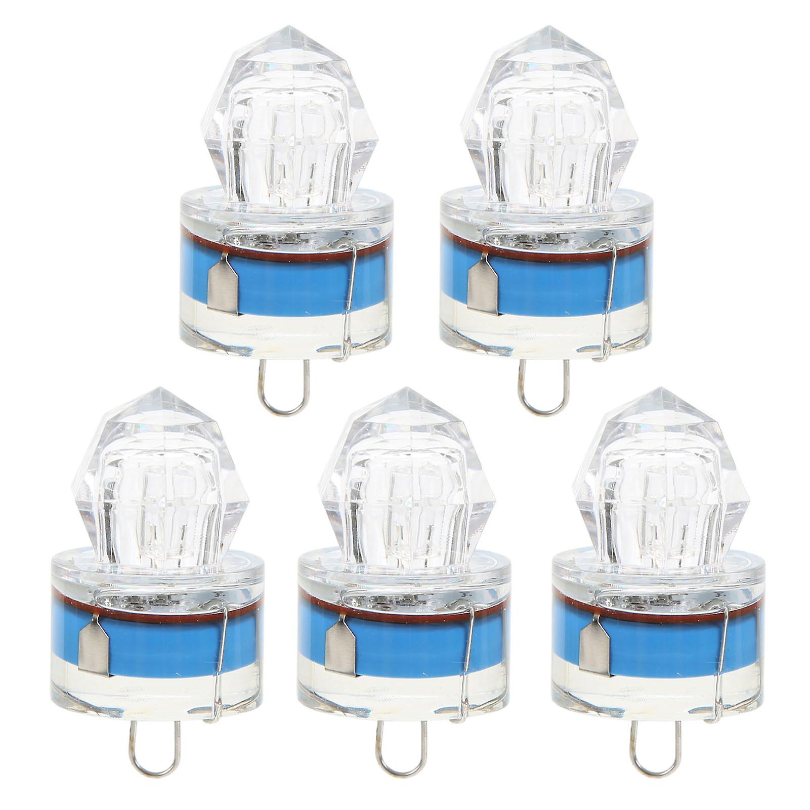5pcs Diamond Shape LED Luminous Fishing Lures Corrosion Resistant Automatic Open Flashing Fishing Lures Blue