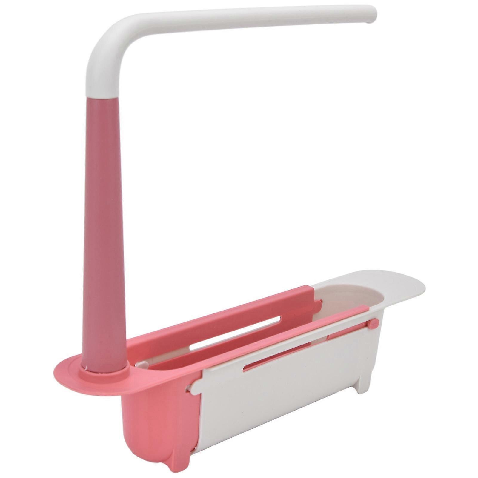 Adjustable Length Telescopic Sink Storage Rack - High-Capacity Expandable Sink Organizer for Kitchen Sink, Made of PP(Red)