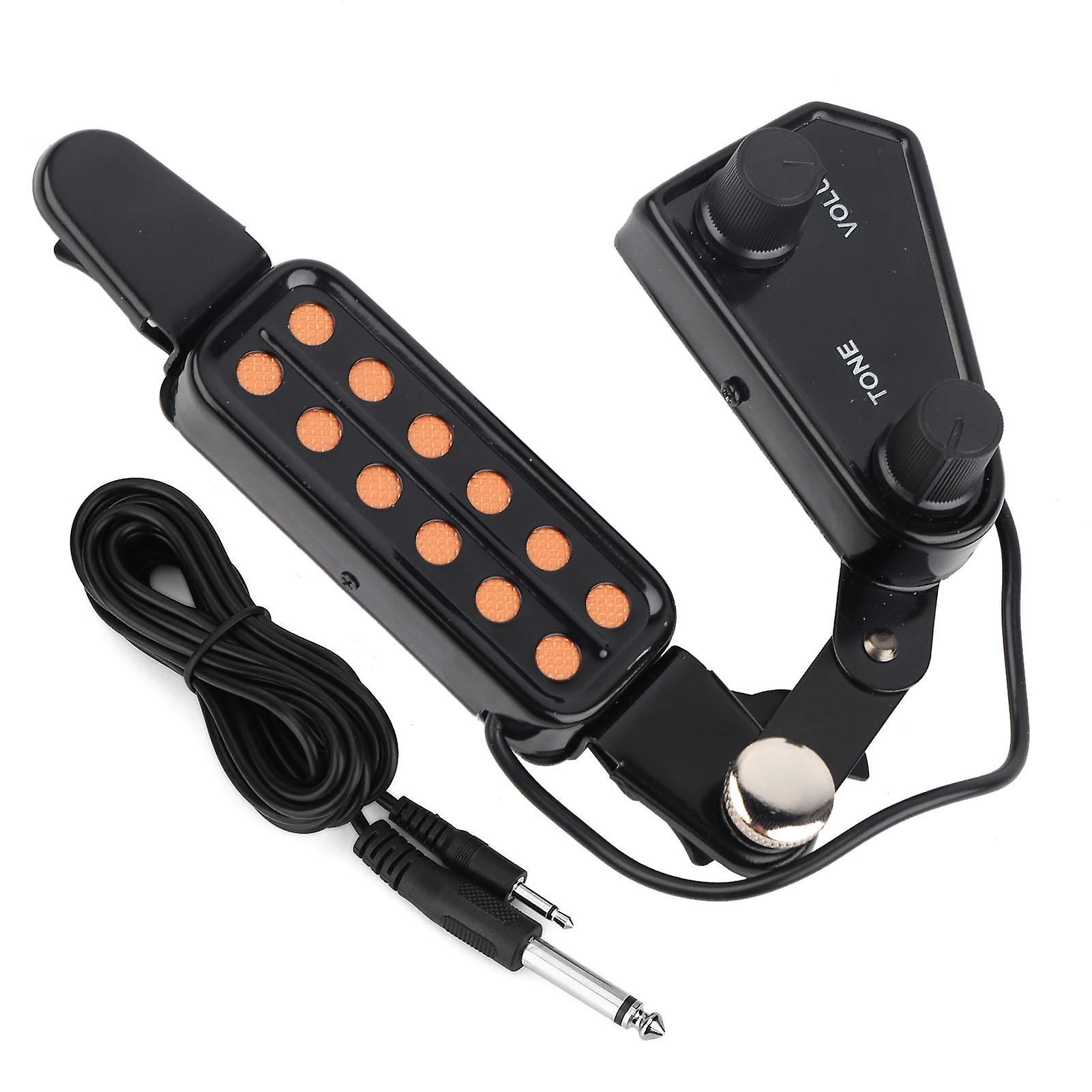 12 Sound Hole Magnetic Pickup Transducer for Acoustic Guitar with Volume Tone Control and Tuner Kit Easy Installation