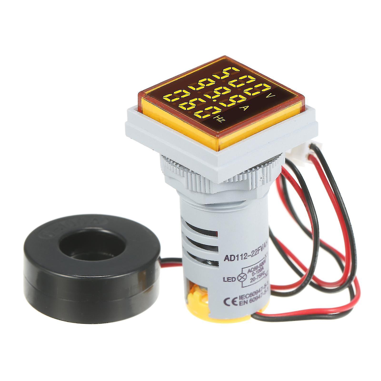 Mini Square Digital Volt-ammeter Voltammeter Ammeter Voltmeter Cymometer Three Led Display Voltage Current Frequency Meter Indicator Monitor Ac Pa-hy