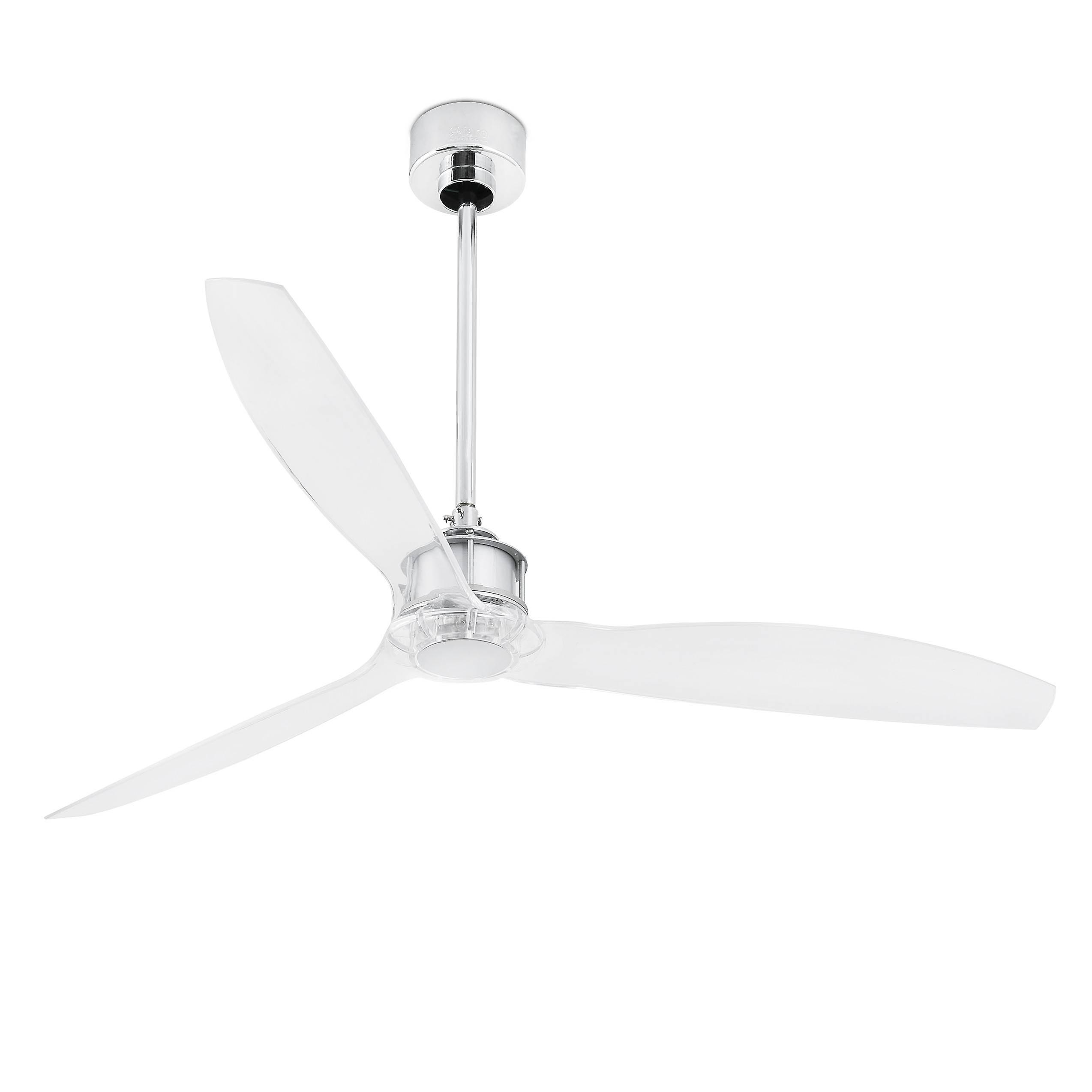 Just Medium Ceiling Fan Chrome, Clear - Optional LED Light Sold Separately
