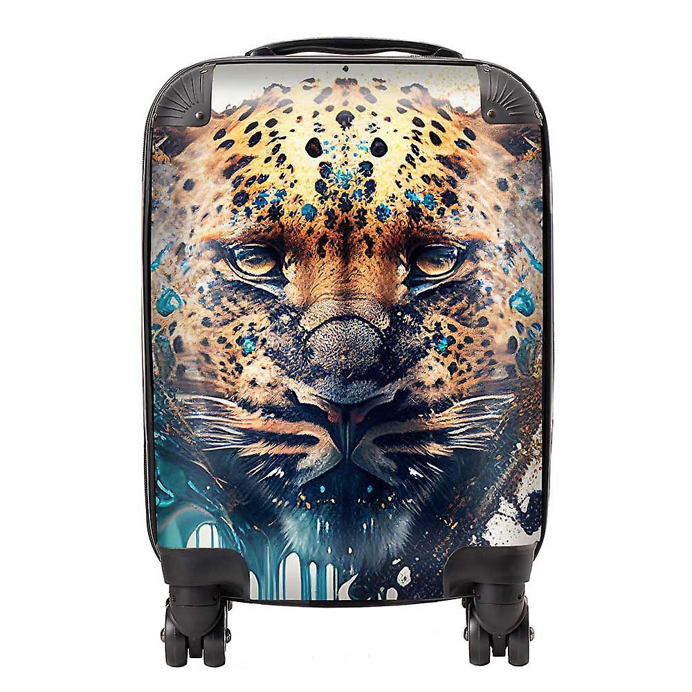Leapoard Face Splashart On Light Background Suitcase
