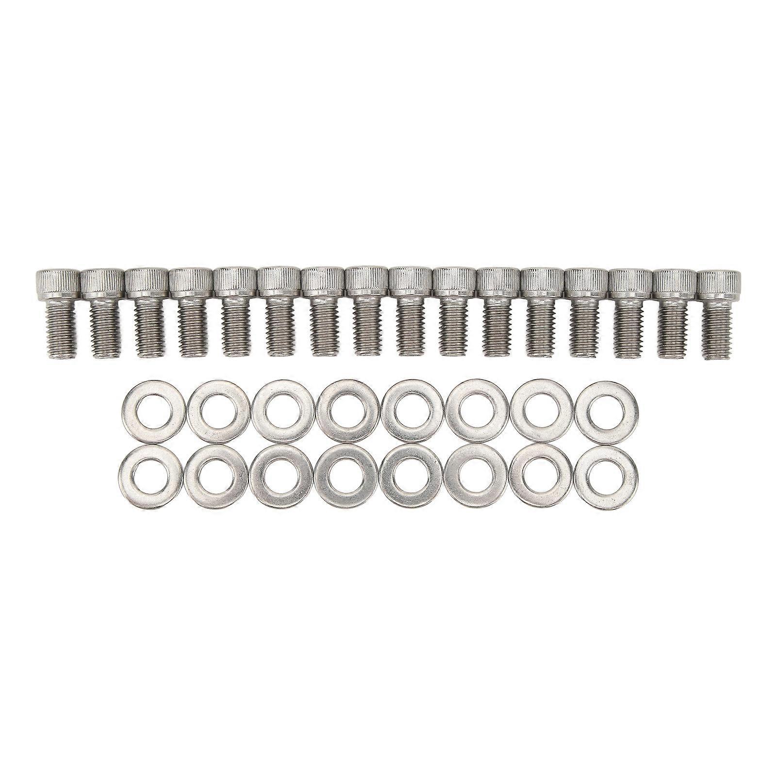 16PCS Stainless Steel Cylinder Head Bolts Kit Replacement for Ford Small Block SBF 260 289 302 351W 351M 400M 351C
