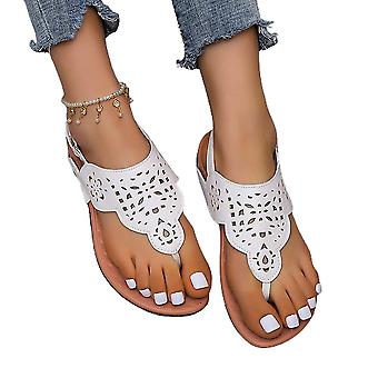 Vrouwen Hollow Out Slippers Sandalen Zomer Casual Beach Flat Slippers Schoenen (wit)
