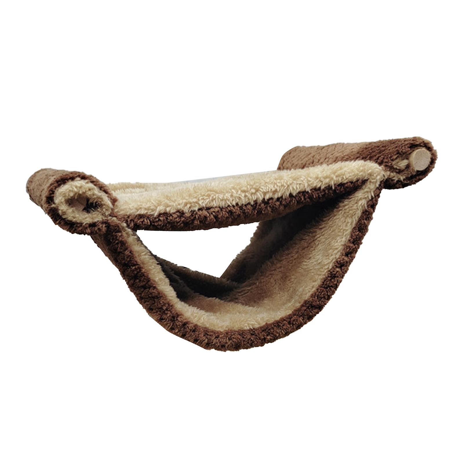 Small Animal Hammock Double Layer Easy to Clean Plush Hanging Hammock Bed for Squirrels Golden Bears Chinchillas S Brown