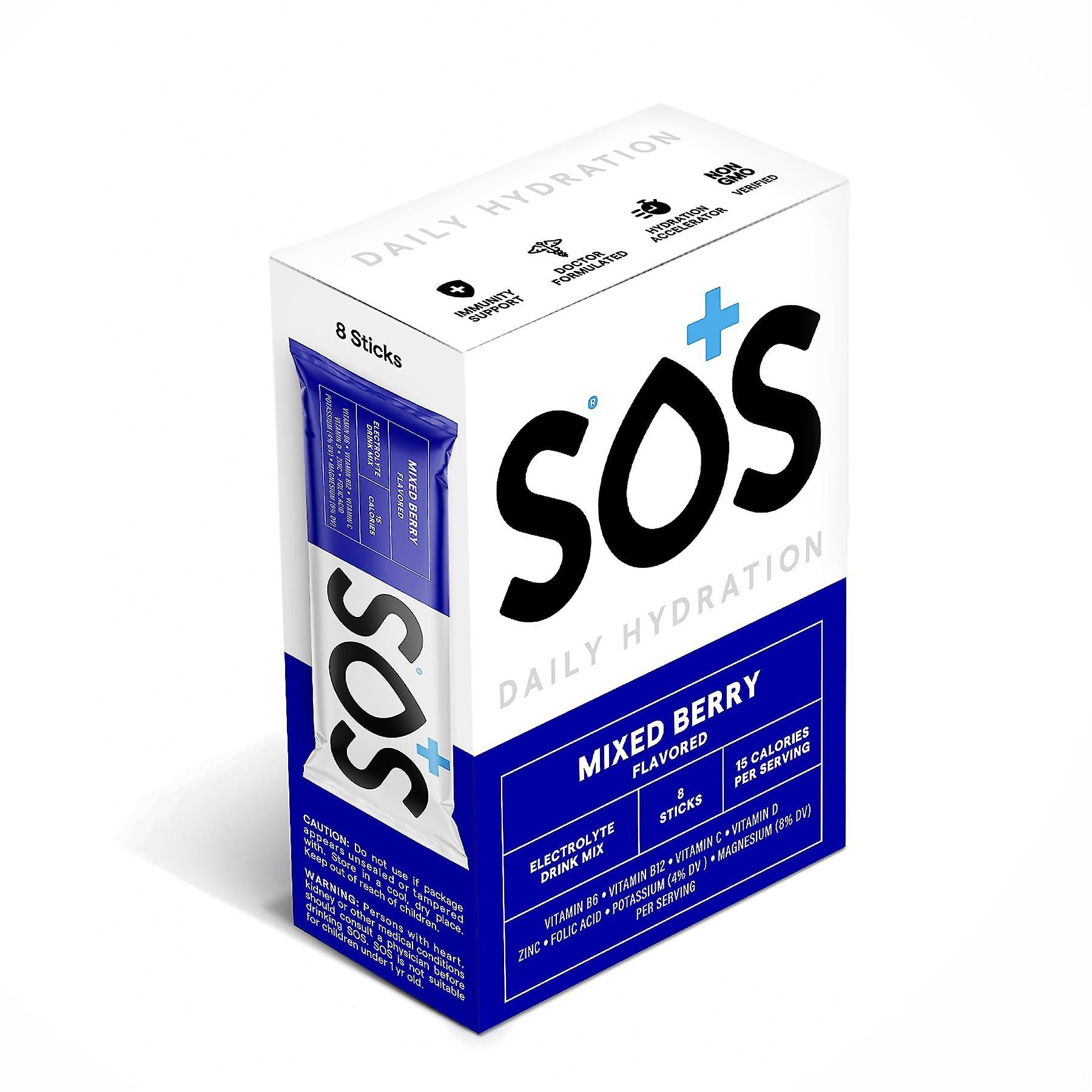 SOS Daily Hydration Electrolyte Drink 8 Sticks - Mixed Berry