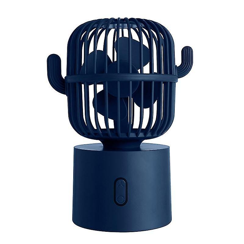 Personal Small Desktop Usb Desk Fan Cactus Mini Handheld Table Rechargeable 80 Degree Auto Rotation Portable Fans 3 Speeds Strong Wind Quiet Operation