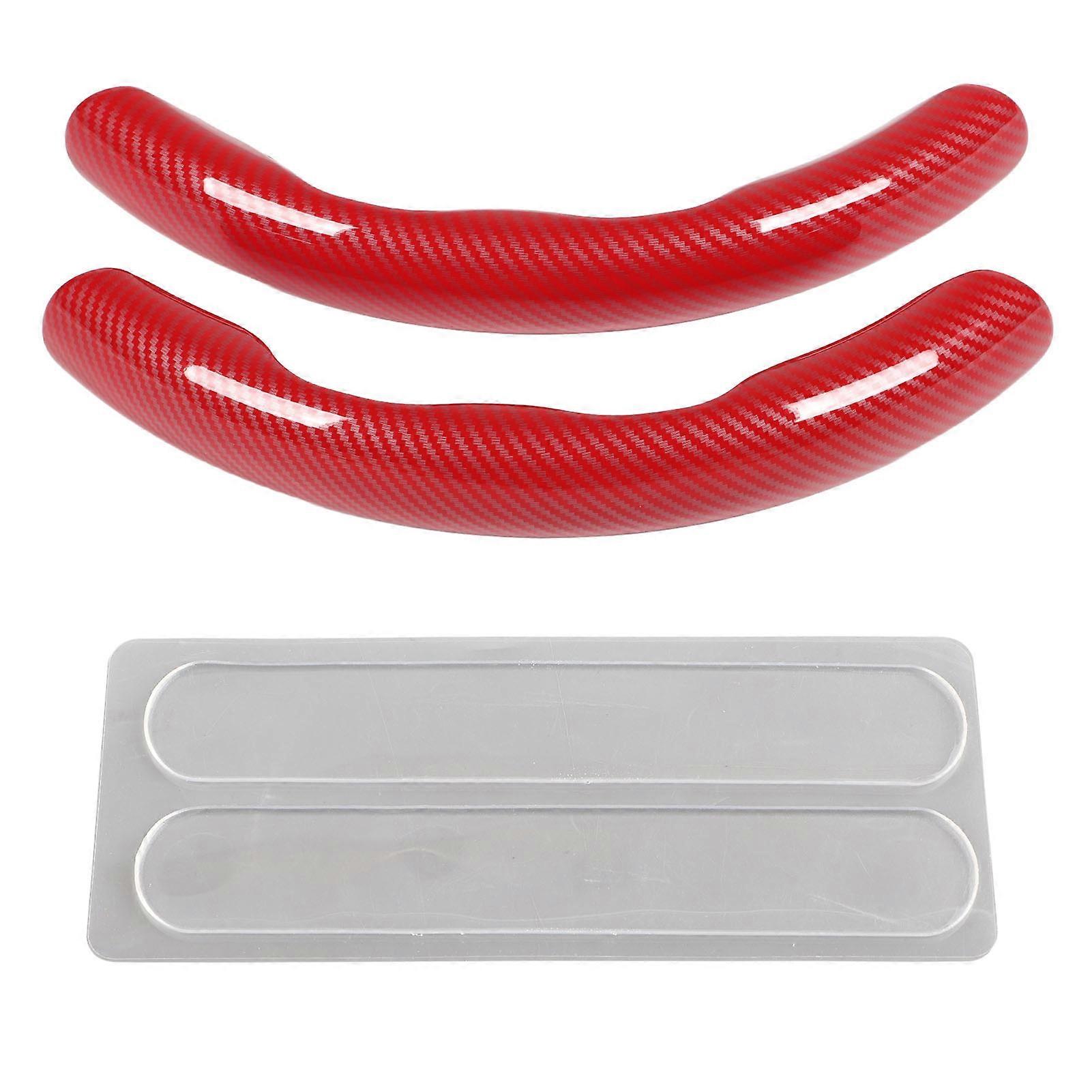 2pcs Steering Wheel Cover Carbon Fiber Pattern Comfortable Touch Delicate Texture Universal Replacement For Accord Red