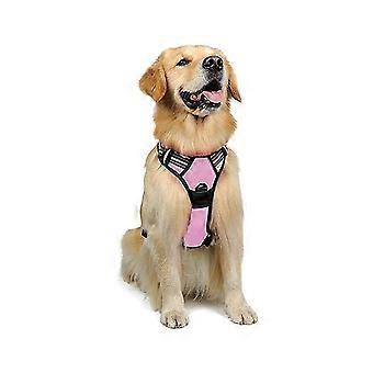 Dog Harness L Harness Pink Anti Pull Reflective Adjustable Dog Vest, Front Attachment Leash Hook for Hiking Car Trip, French Bulldog, Australian Sheph