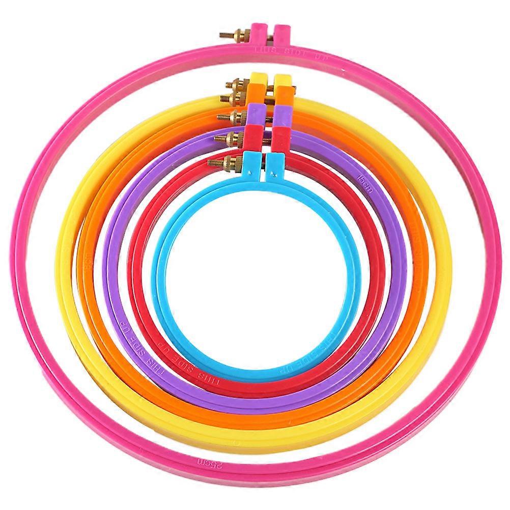 6pcs Plastic Embroidery Circle Frame Adjustable Cross Stitch DIY Craft Circle Sewing Manual Tool