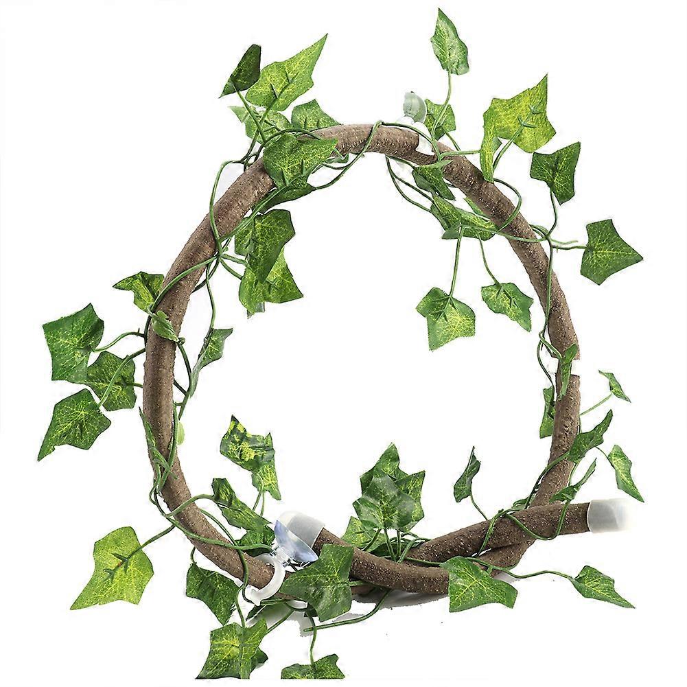 Réptil Climbing Branch Selva Flexível 3.28ft Rattan 1Pc Vine(3.28ft Rattan+ LVY Leaves)