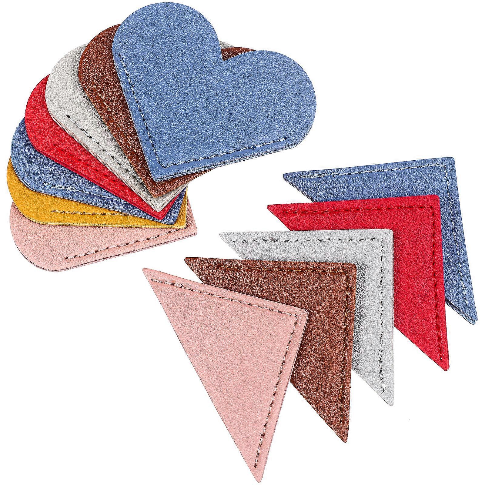12pcs Corner Page Bookmarks Leather Bookmarks Heart Shape Bookmarks Novelty Triangle Bookmarks