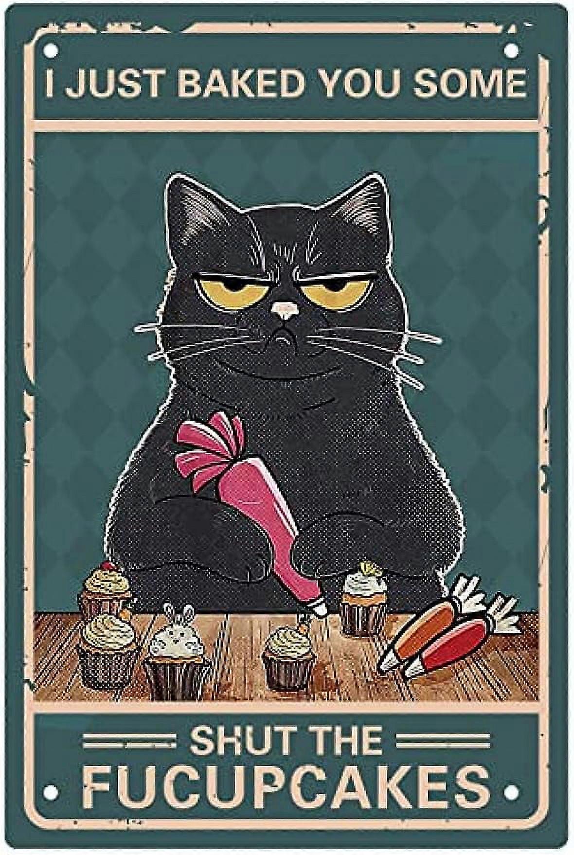 1PC Black Cat Metal Tin Sign Wall Decor Poster Vintage Art Funny