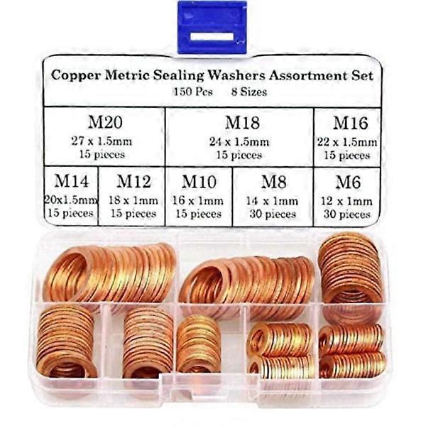 150 pcs Flat washers Copper washers Metal washers
