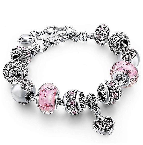 Cristallo Rosa E Bracciale Charm Cuore