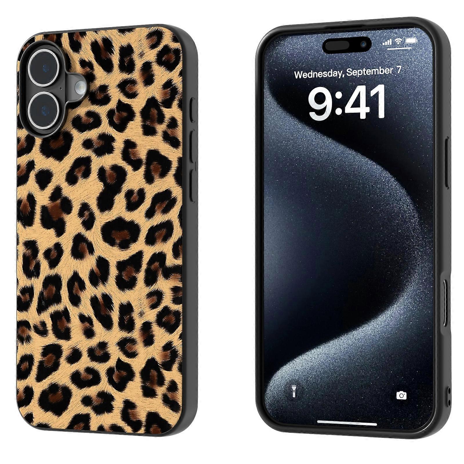 Black Frame Leopard Case For iPhone 16