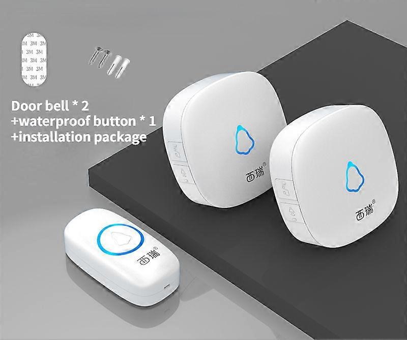 Wireless doorbell, plug and play waterproof battery powered cordless doorbell that can operate within a range of 1000 feet, with 32 ringtones, LED ind