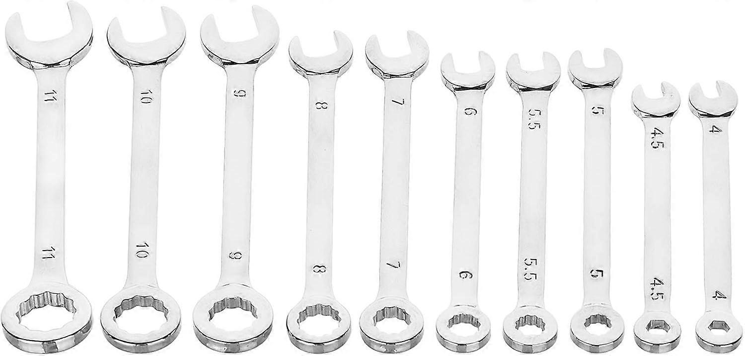 10Pcs Iron Ratcheting Combination Wrench Set Platinum Mechanics Tool Kit with Hot Drop Forged Construction