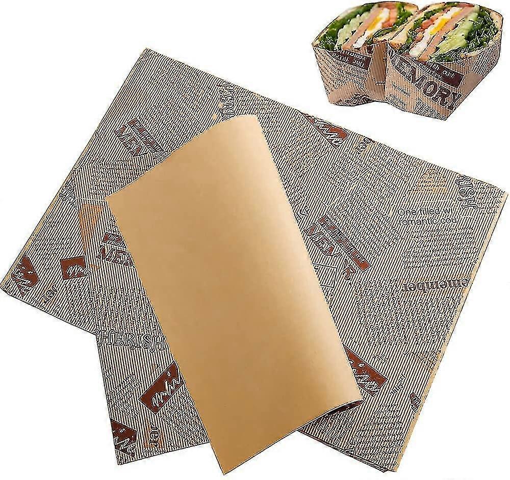 26*28cm Food Wrapping Paper, 100 Sheets Waxed Paper Greaseproof, Oilproof