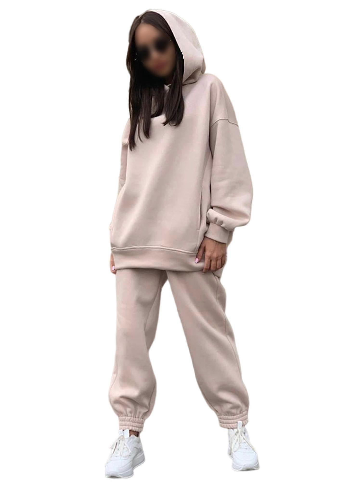 Damen 33 Stück Anzug Set Solid Color Casual Langarm Kapuzenpullover Lange Hose Trainingsanzug