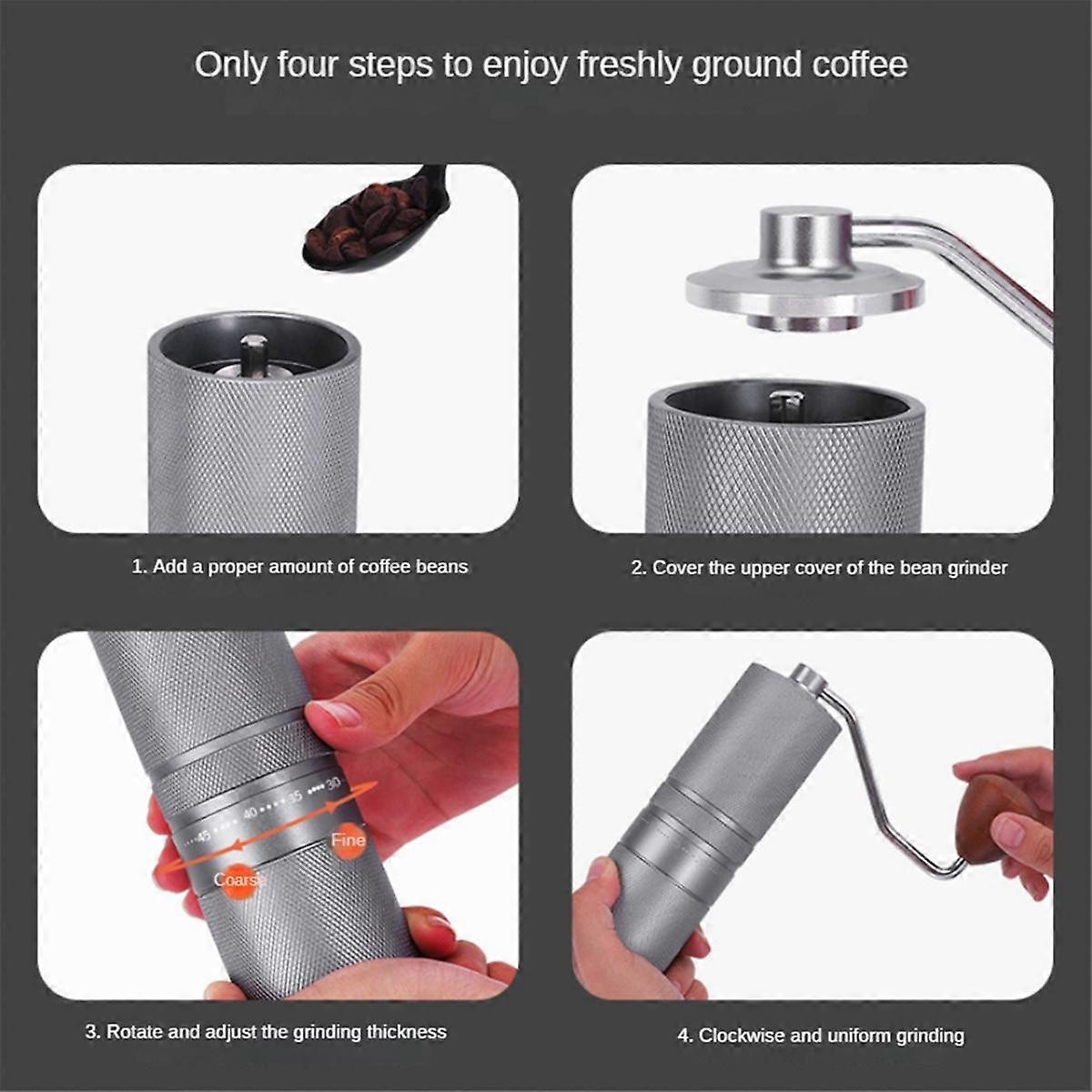 Manual Coffee Grinders CNC Stainless Steel Core Adjustable Hand Coffee Bean Grinding Machine for Outdoor Home Office A