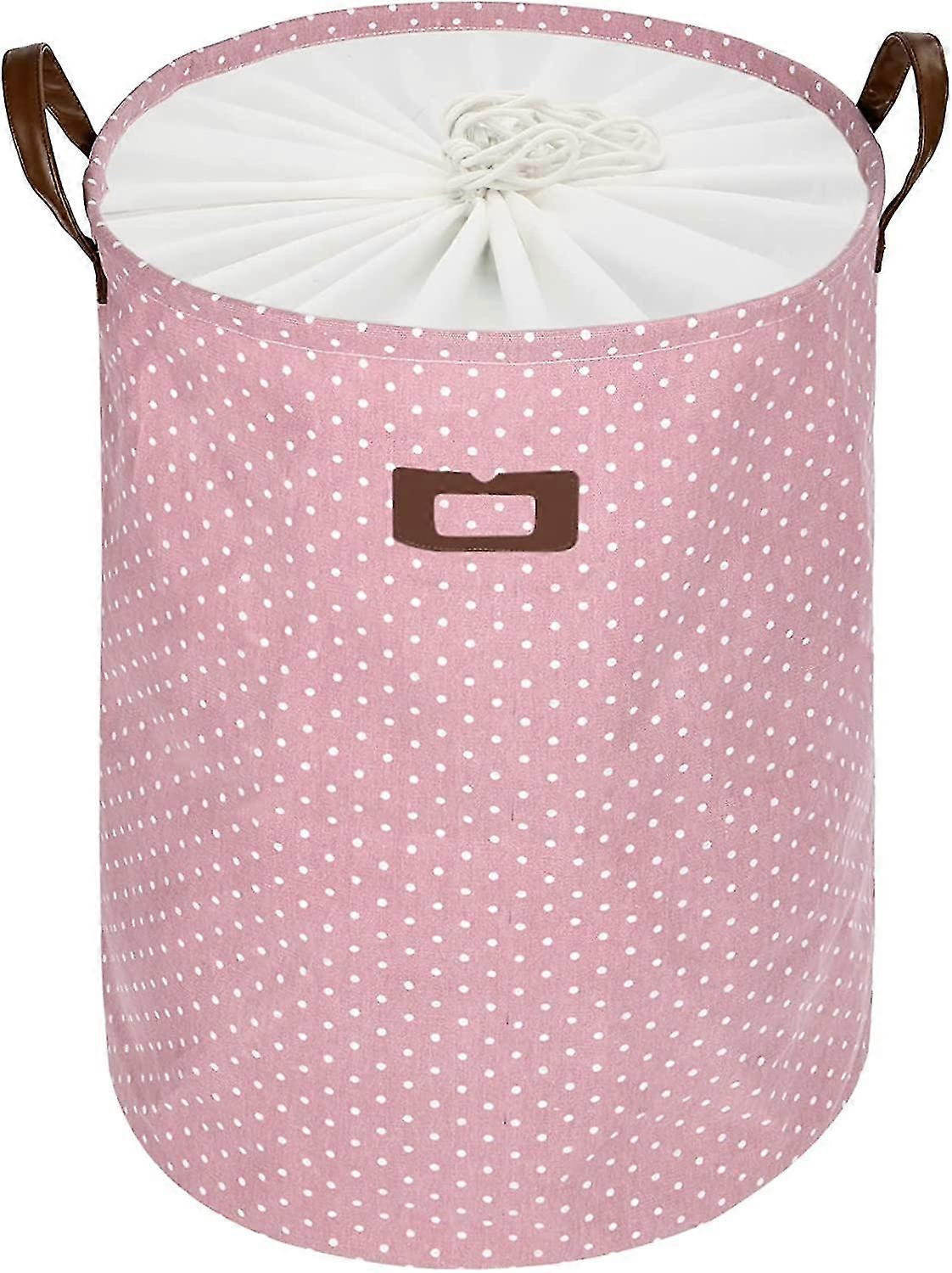 large organize baskets for clothes storage drawstring laundry baskets, collapsible laundry bag, folding large capacity laundry bins (pink, l) betterli