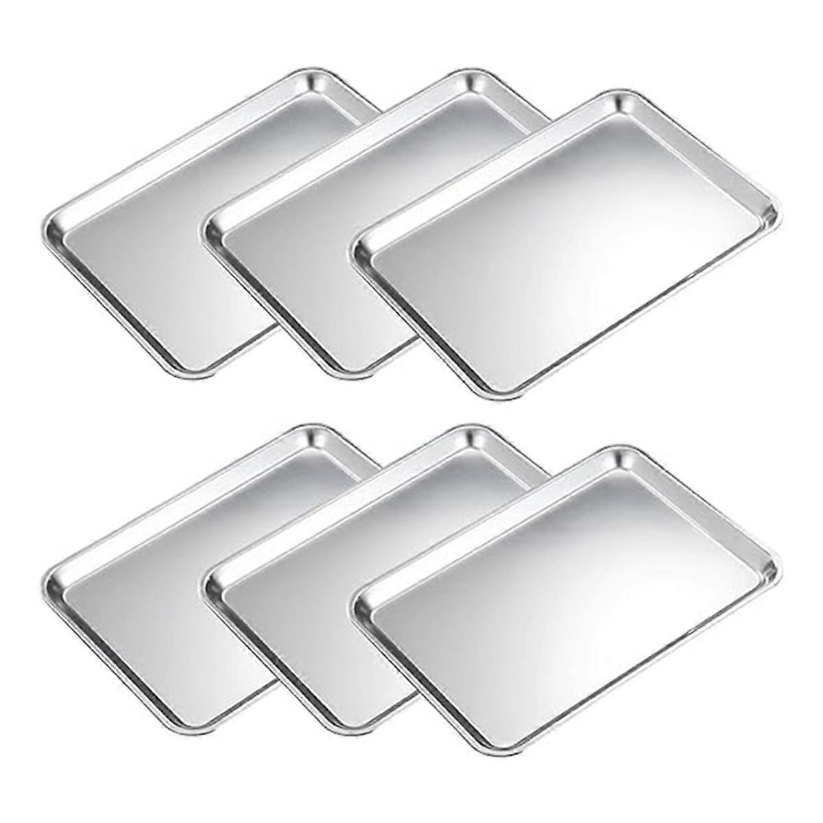 6 Baking Baking Cookie Trays, Flat Bottom Tray Set, Grill Tray, Deep Cooking Tray, Suitable for Bre