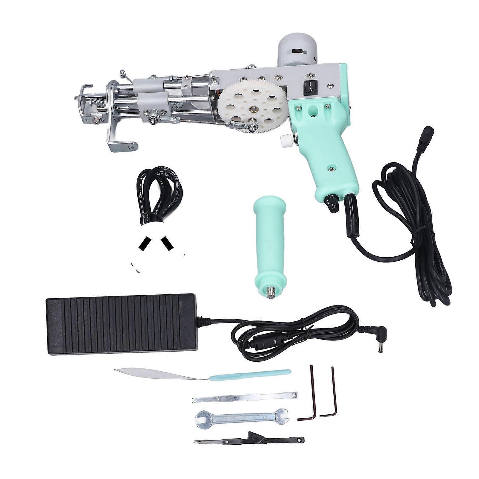 2 in 1 Rug Tufting Machine Adjustable Speed DIY Hand Crafted Electric Carpet Gun Machine for Beginner 100240V Green AU Plug
