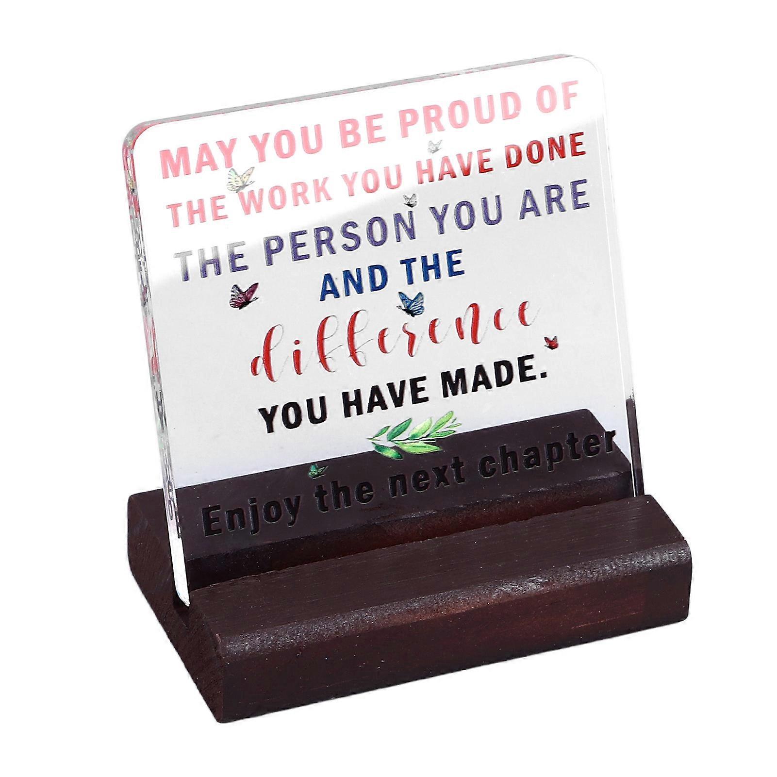 Clear Desk Decorative Sign Rustic Style Innovative Thickened Wooden Base Acrylic Retirement Table Sign