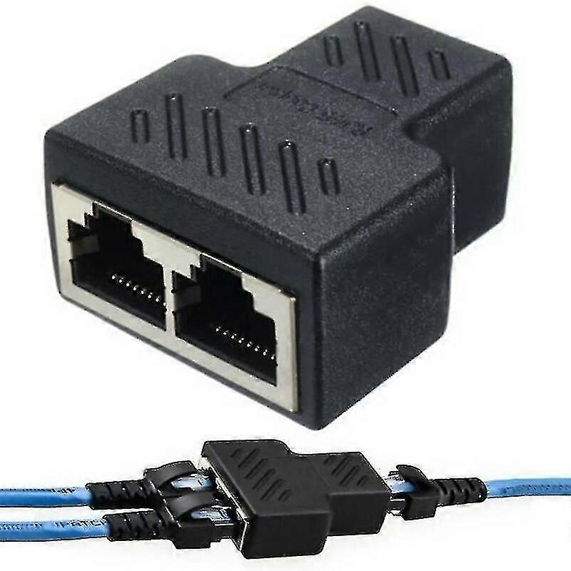 1 stk RJ45 splitter adapter LAN Ethernet-kabel 1-2 veis dobbel kvinnelig portkontakt