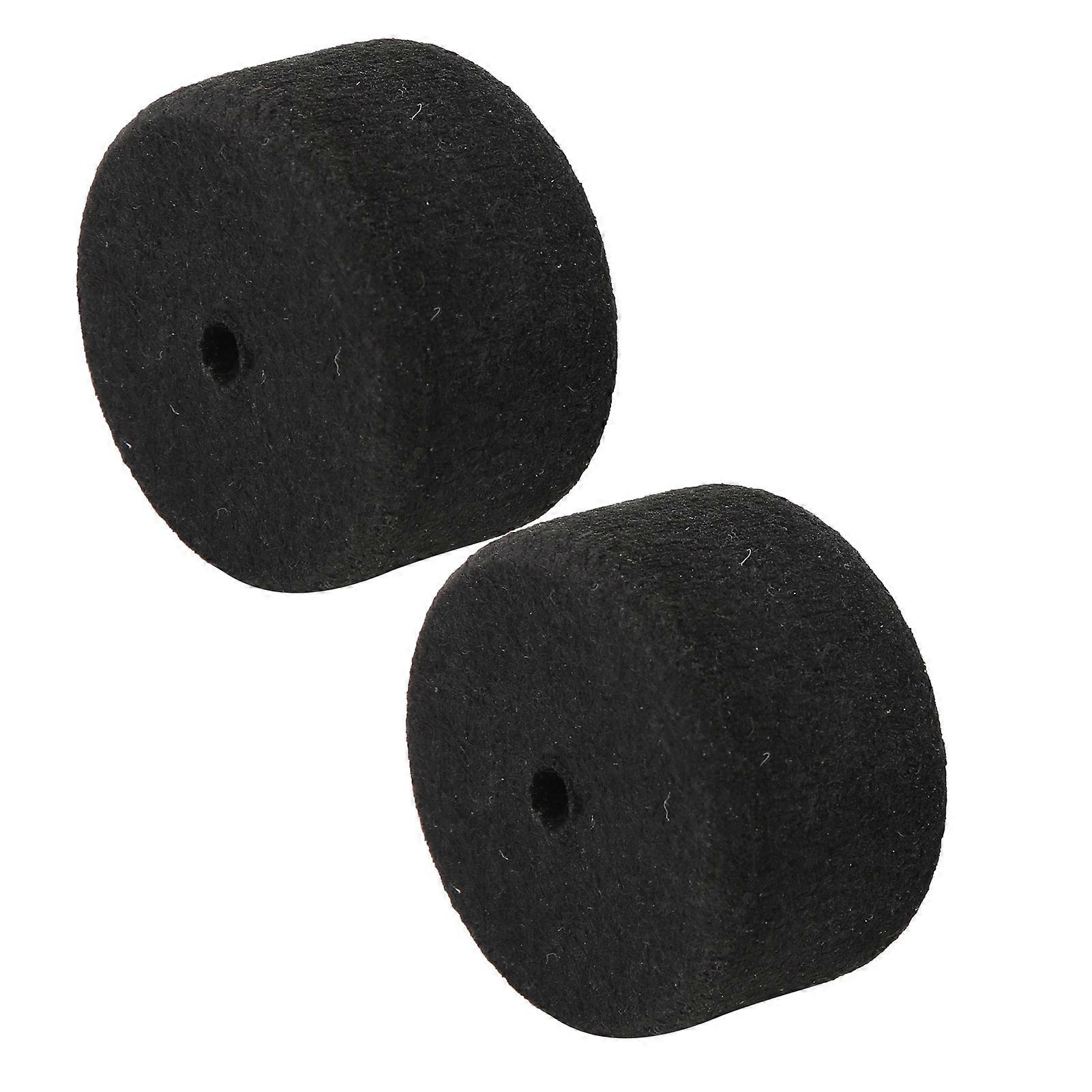 2Pcs Replacement Soft Black Drum Pedal Beater Head Felt - Round Stand Washer