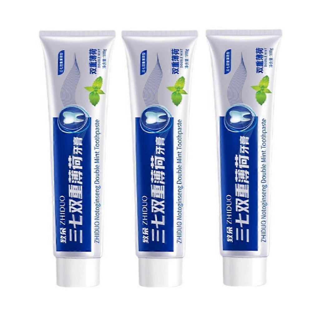 3pcs Zhiduo Notoginseng Mint Whiten Toothpaste Reduce Yellow Tooth Stains Remove Bad Breath
