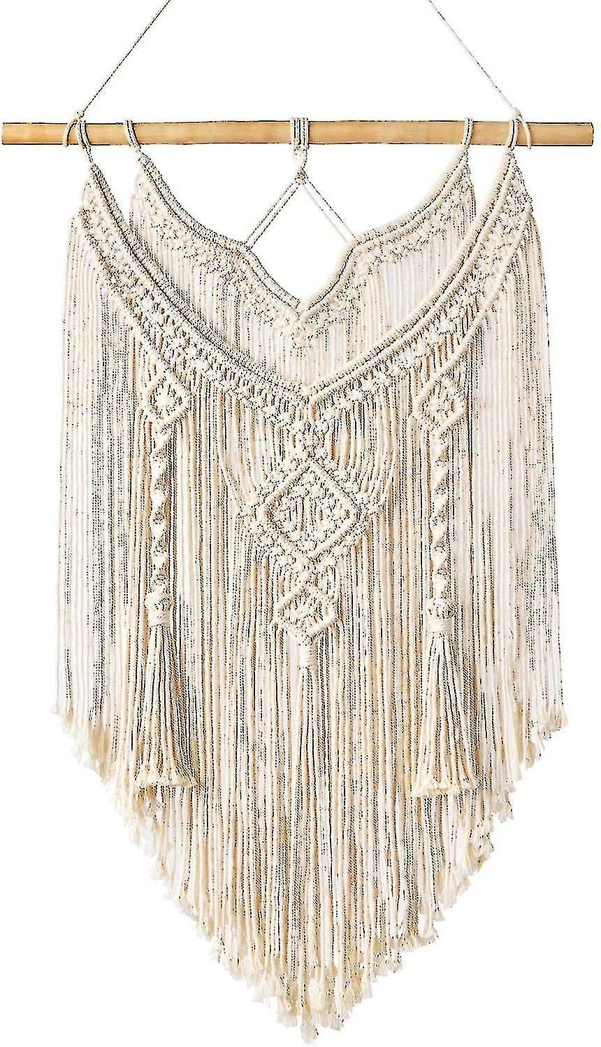 Macrame Wall Hanging Boho Decoration Chic Driftwood Tapestry 65 X 35cm