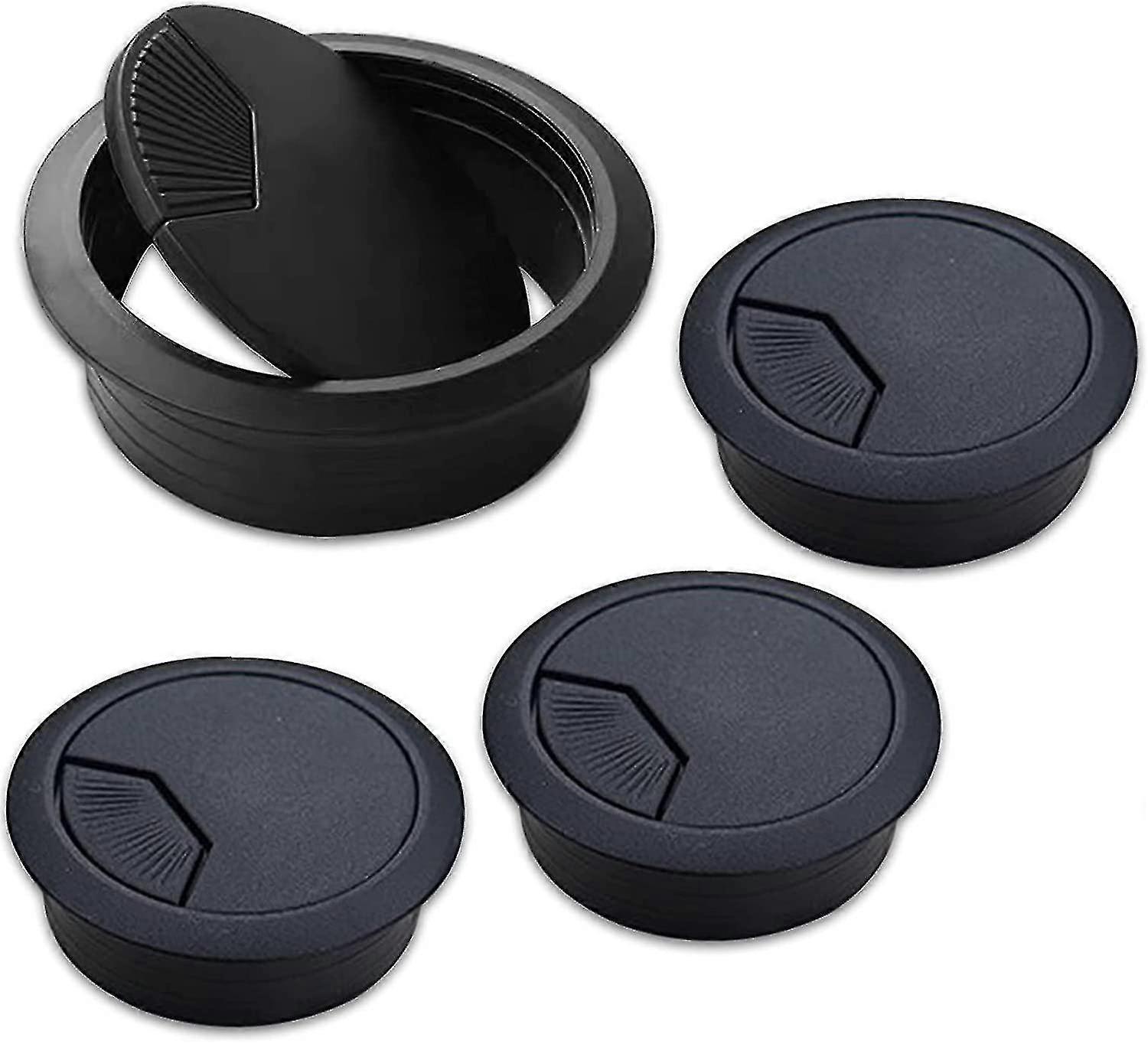 60mm(2.4 Inch) Desk Cable Wire Grommet, 4pcs Black Desk Grommet Cord Cable, Desk Table Grommet Cable Tidies For Home And Office Table Surface Port Hol