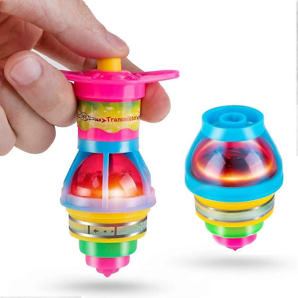15 pcs Random Color LED Light Up Flashing UFO Spinning Tops Party Favors Education Games Gifts