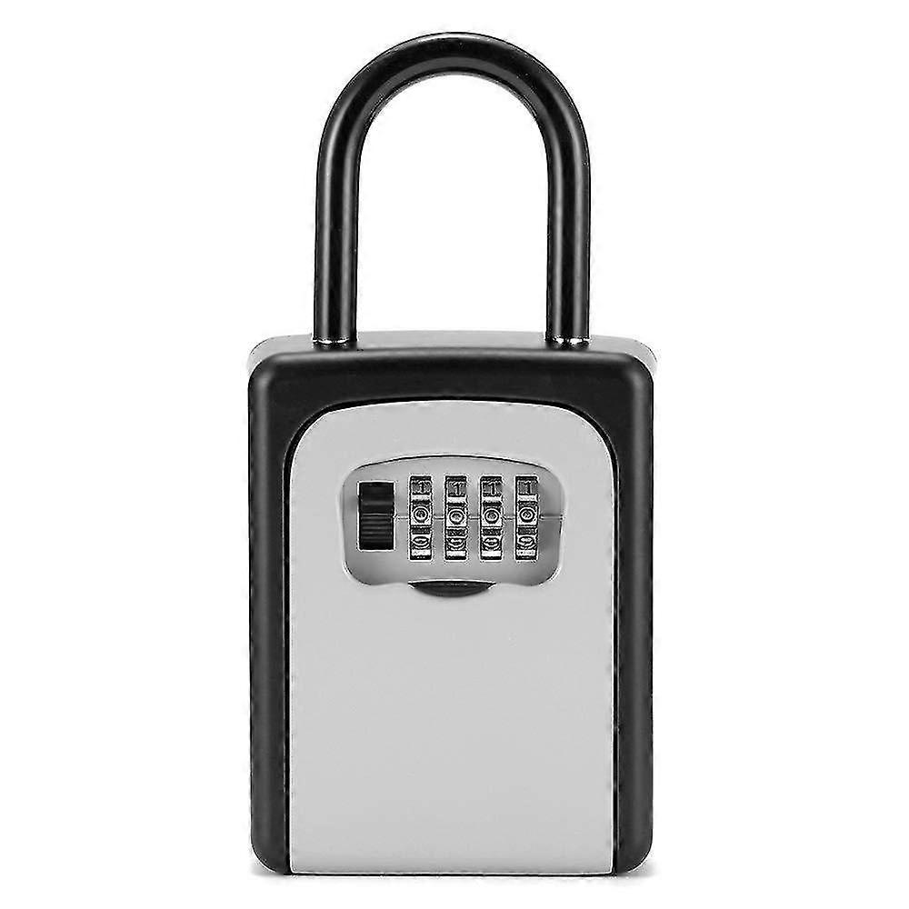 Outdoor 4 Digit Combination Wall / Handle Mounted Key Safe Lock Box - Black/Grey