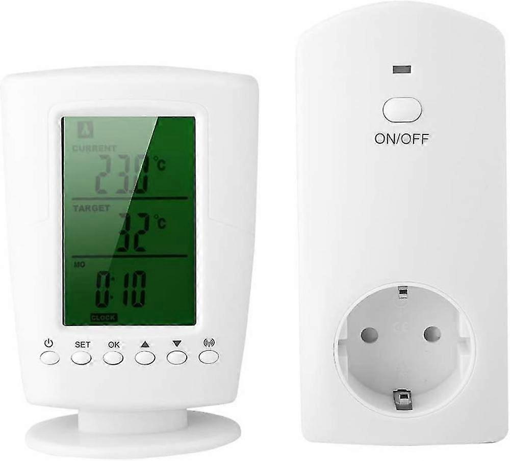 110-240v Wireless Thermostat Socket,smart Programmable Room With Temperature And Time Display(eu)