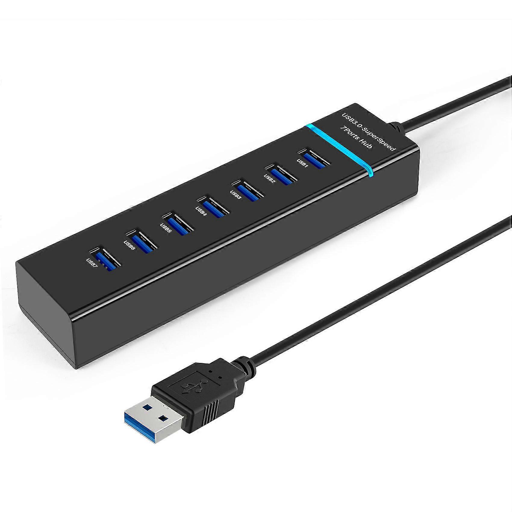 Usb Hub, 7 Port Usb 3.0 Hub Led Portable High-speed Compatible For Air, Mini/pro, Surface Pro, Pc A